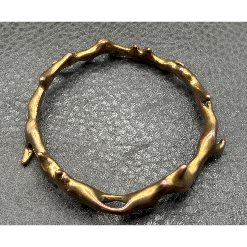Lucky Brand Mixed Metal Branch Cuff Bracelet Copper Brass Tone Brutalist 8
